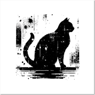 Classic Kitten Stress Awareness Silhouette Art Cat Posters and Art